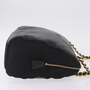 PRADA Chain Shoulder Bag Leather Black Gold Auth 209449V-4