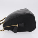 PRADA Chain Shoulder Bag Leather Black Gold Auth 209449V-5