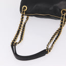 PRADA Chain Shoulder Bag Leather Black Gold Auth 209449V-7