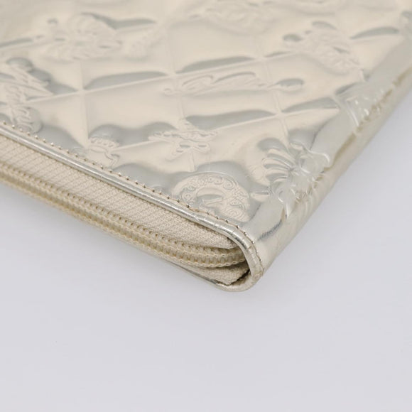 CHANEL Icon line Long Wallet Patent leather Gold CC Auth 209452V