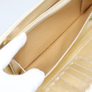 CHANEL Icon line Long Wallet Patent leather Gold CC Auth 209452V-19