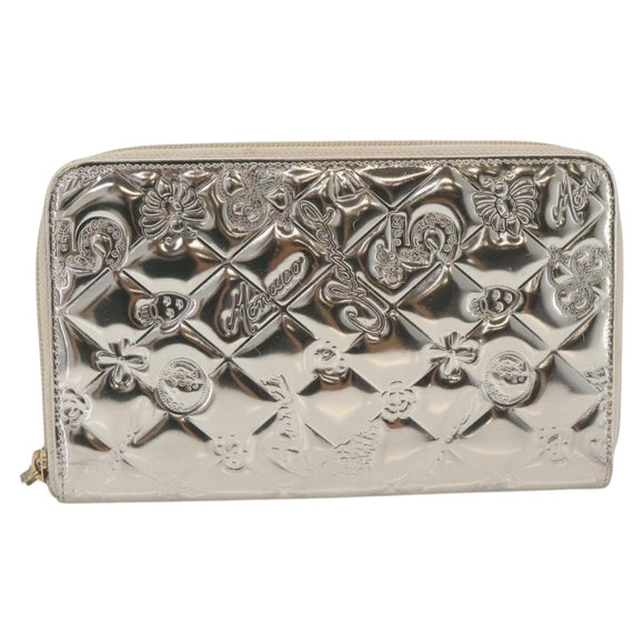 CHANEL Icon line Long Wallet Patent leather Gold CC Auth 209452V