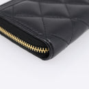 CHANEL Matelasse Card Case Lamb Skin Black Gold CC Auth 209470SAM-16