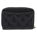 CHANEL Matelasse Card Case Lamb Skin Black Gold CC Auth 209470SAM-2