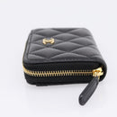 CHANEL Matelasse Card Case Lamb Skin Black Gold CC Auth 209470SAM-3