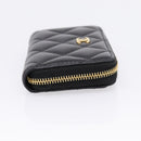 CHANEL Matelasse Card Case Lamb Skin Black Gold CC Auth 209470SAM-4