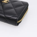 CHANEL Matelasse Card Case Lamb Skin Black Gold CC Auth 209470SAM-7