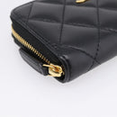 CHANEL Matelasse Card Case Lamb Skin Black Gold CC Auth 209470SAM-14