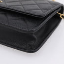 CHANEL Matelasse ChainShoulder Wallet Caviar Skin Black Gold CC Auth 209471SAM-10