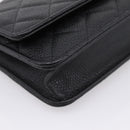 CHANEL Matelasse ChainShoulder Wallet Caviar Skin Black Gold CC Auth 209471SAM-11