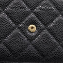 CHANEL Matelasse ChainShoulder Wallet Caviar Skin Black Gold CC Auth 209471SAM-15