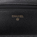 CHANEL Matelasse ChainShoulder Wallet Caviar Skin Black Gold CC Auth 209471SAM-16