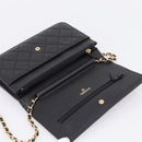 CHANEL Matelasse ChainShoulder Wallet Caviar Skin Black Gold CC Auth 209471SAM-17