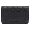 CHANEL Matelasse ChainShoulder Wallet Caviar Skin Black Gold CC Auth 209471SAM-3