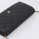 CHANEL Matelasse ChainShoulder Wallet Caviar Skin Black Gold CC Auth 209471SAM-6