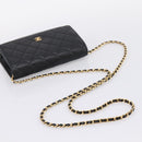 CHANEL Matelasse ChainShoulder Wallet Caviar Skin Black Gold CC Auth 209471SAM-7