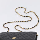 CHANEL Matelasse ChainShoulder Wallet Caviar Skin Black Gold CC Auth 209471SAM-8