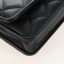 CHANEL Matelasse Chain Shoulder Wallet Caviar Skin Black Gold CC Auth 209472SAM-10