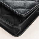 CHANEL Matelasse Chain Shoulder Wallet Caviar Skin Black Gold CC Auth 209472SAM-11