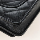 CHANEL Matelasse Chain Shoulder Wallet Caviar Skin Black Gold CC Auth 209472SAM-12