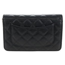 CHANEL Matelasse Chain Shoulder Wallet Caviar Skin Black Gold CC Auth 209472SAM-3