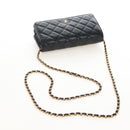 CHANEL Matelasse Chain Shoulder Wallet Caviar Skin Black Gold CC Auth 209472SAM-7