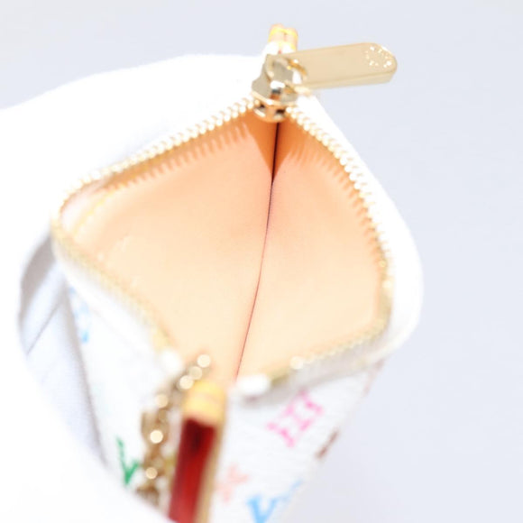 LOUIS VUITTON Monogram Multicolor Pochette Cles Purse White M92655 Auth 209476M