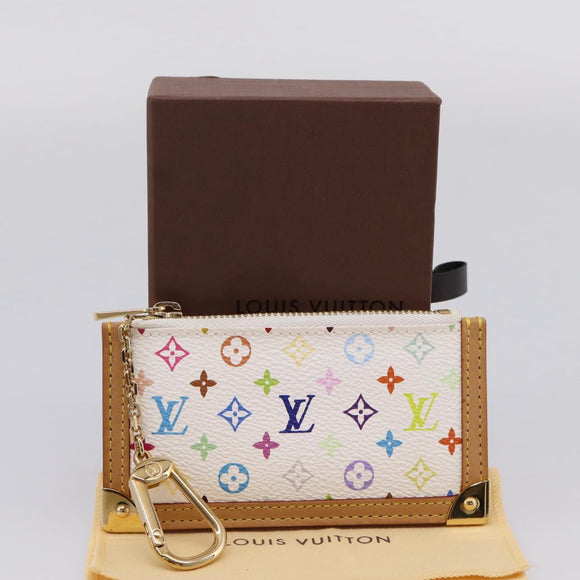 LOUIS VUITTON Monogram Multicolor Pochette Cles Purse White M92655 Auth 209476M