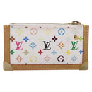 LOUIS VUITTON Monogram Multicolor Pochette Cles Purse White M92655 Auth 209476M-3