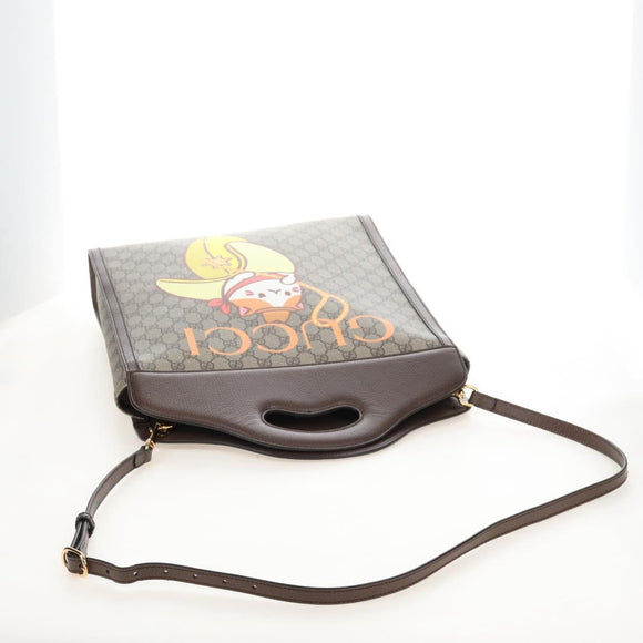 GUCCI GG Supreme BNF Collaboration Bag PVC 2way Beige Gold 703793 Auth 209482SAM