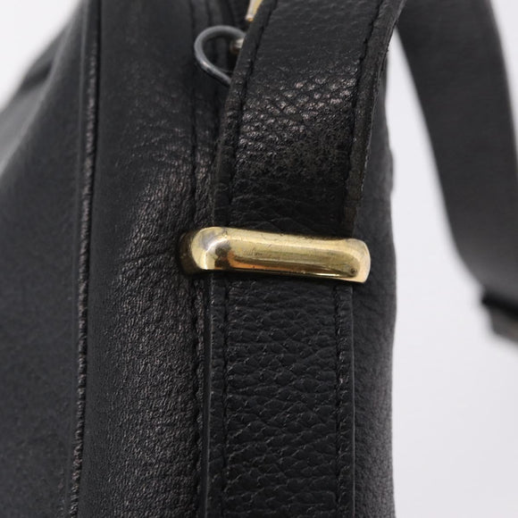 Saint Laurent Shoulder Bag Leather Black Gold Auth 209483A