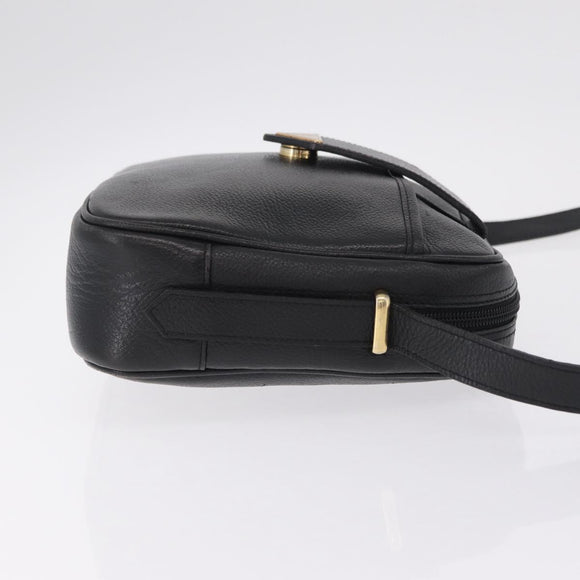 Saint Laurent Shoulder Bag Leather Black Gold Auth 209483A