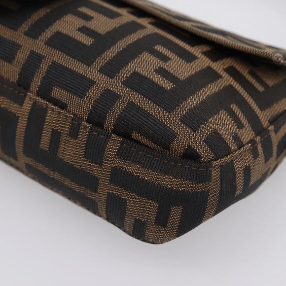 FENDI Zucca Canvas Mamma Baguette Shoulder Bag Brown Black 26424 Auth 209484V