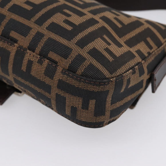 FENDI Zucca Canvas Mamma Baguette Shoulder Bag Brown Black 26424 Auth 209484V