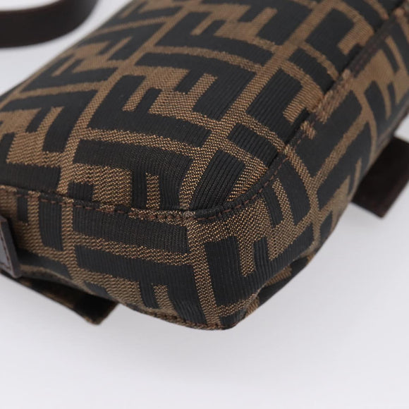FENDI Zucca Canvas Mamma Baguette Shoulder Bag Brown Black 26424 Auth 209484V