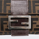 FENDI Zucca Canvas Mamma Baguette Shoulder Bag Brown Black 26424 Auth 209484V-15