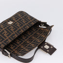 FENDI Zucca Canvas Mamma Baguette Shoulder Bag Brown Black 26424 Auth 209484V-16