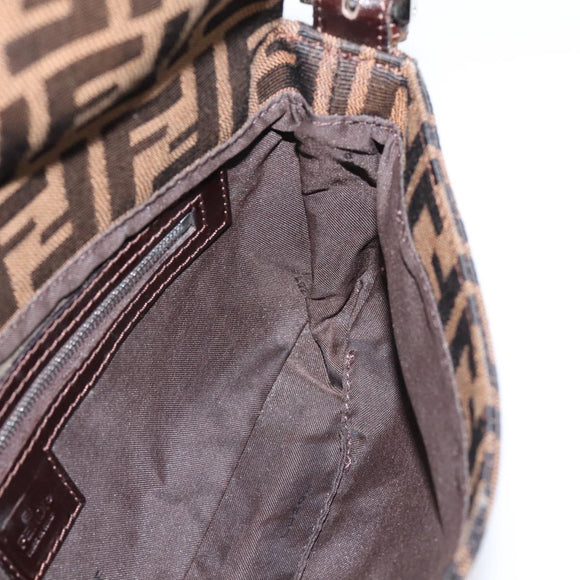 FENDI Zucca Canvas Mamma Baguette Shoulder Bag Brown Black 26424 Auth 209484V