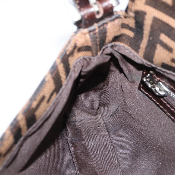 FENDI Zucca Canvas Mamma Baguette Shoulder Bag Brown Black 26424 Auth 209484V