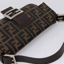 FENDI Zucca Canvas Mamma Baguette Shoulder Bag Brown Black 26424 Auth 209484V-6
