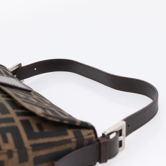 FENDI Zucca Canvas Mamma Baguette Shoulder Bag Brown Black 26424 Auth 209484V