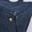 PRADA Canapa Hand Bag Denim 2way Blue Gold Auth 209488V-12