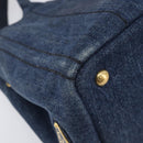 PRADA Canapa Hand Bag Denim 2way Blue Gold Auth 209488V-17