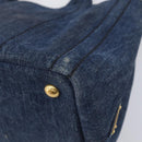 PRADA Canapa Hand Bag Denim 2way Blue Gold Auth 209488V-18