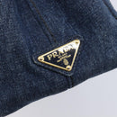 PRADA Canapa Hand Bag Denim 2way Blue Gold Auth 209488V-16