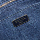 PRADA Canapa Hand Bag Denim 2way Blue Gold Auth 209488V-22