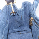 PRADA Canapa Hand Bag Denim 2way Blue Gold Auth 209488V-24