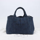 PRADA Canapa Hand Bag Denim 2way Blue Gold Auth 209488V-12