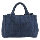 PRADA Canapa Hand Bag Denim 2way Blue Gold Auth 209488V-13