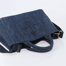 PRADA Canapa Hand Bag Denim 2way Blue Gold Auth 209488V-6